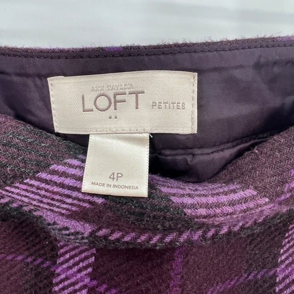 Loft Tweed Purple Skirt Size 4P - Picture 5 of 7
